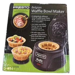 Presto 03500 Belgian Waffle Bowl Maker Breakfast Appliance Black New In Torn Box - Picture 1 of 5