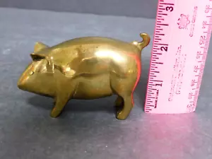 Brass Pig Figurine/Paper Weight VTG Miniature 2.25" Tall VG Vtg. Cond. - Picture 1 of 5