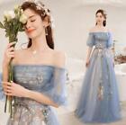Ladies Gorgeous Off Shoulder Tulle Flowers Dresses Banquet Homecoming Gown Prom