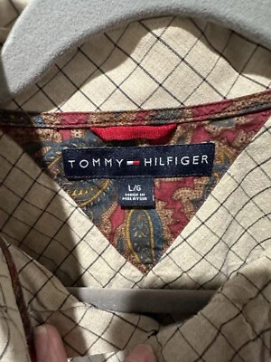 Tommy Hilfiger Мужская рубашка большой длинным рукавом кнопка проверить пейсли акценты - Изображение 1 из 4