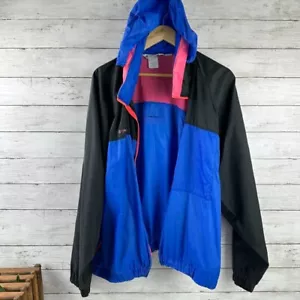 Vtg 90s COLUMBIA Windbreaker Jacket Blue Pink Radial Sleeve XL - FLAWS - Picture 1 of 13