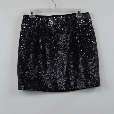 J. Crew Sequin Mini Skirt 8 Iridescent Black Pockets Party Evening Festive - Image 1 of 4