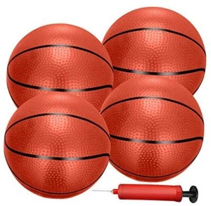 4 PCS Inflatable Mini Basketball Toy Replacement Rubber Balls with Pump and - Picture 1 of 8