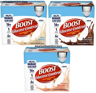 Boost Glucose Control Assorted Nutritional Drink 8 Oz, 3 Flavors, 6 - 24 Count ✅ - Image 1 of 4