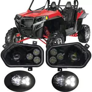 LED HEADLIGHTS KIT BLACK For POLARIS RZR 800 LED CONVERSION RZR 900 XP RZR 570 - Picture 1 of 11