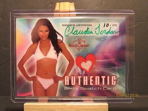 Bench Warmer S 2003 tres muestras de bikini autógrafos #2 Claudia Jordan SN 10/25 - Imagen 1 de 1