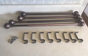 Four(4) Single Ball Drapery Rods 18”-32”. Matte Bronze. Used. - Picture 1 of 7