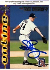 Sean Runyan Detroit Tigers 1998 Pacific Online Signed Card