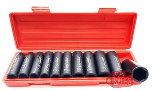 11pc 1/2" Drive Deep Impact Socket Set SAE 6 Point Sockets w/ Case New  - Picture 1 of 1
