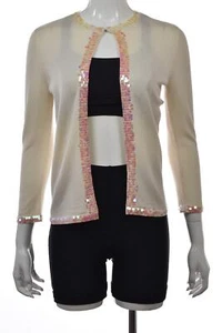 NEW White &amp; Warren Womens Sweater Size S Ivory 3/4 Sleeve Cardigan Top - Picture 1 of 5