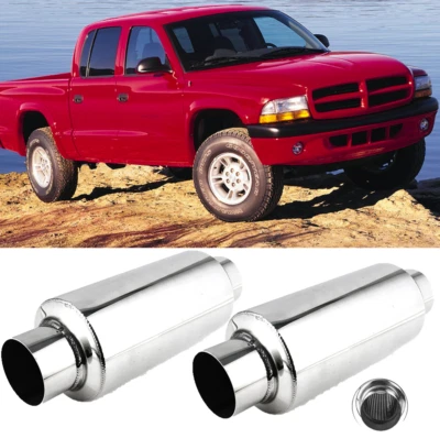 Par de resonadores silenciadores de escape de 2,5" de entrada/salida de 12" de largo para Dodge Dakota Foto 1 de 4