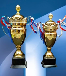 Sports Metal Trophy gold finish with base 21 & 19 inches with Customized Logo - Picture 1 of 6
