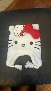 Hello kitty Red Bow Sherpa Hat With Braided Tassels NWT - Picture 1 of 3