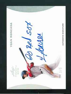 2015 Yoan Moncada Leaf Trinity A-YM1 SILVER AUTO ROOKIE RC #1/5 GO RED SOX L64 - Bild 1 von 2