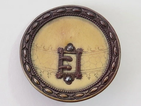 LG Victorian Celluloid Buckle Button - Textured Border, Cut Steel OME Cover
