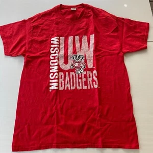 Wisconsin University Badgers T Shirt Mens Size L Red USA Sports Casual Style Fit - Bild 1 von 11