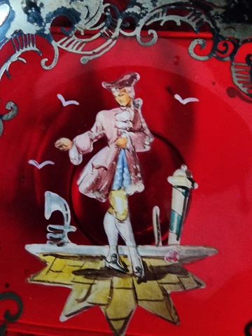 Antique Cranberry Glass  Bohemian Sterling inlay  salt cellar? Not marked tested Cover