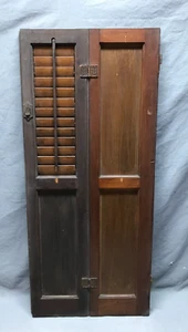 Single Antique Chestnut 16x37 Louvered Bi Fold Interior Shutter Old 453-24B - Picture 1 of 16