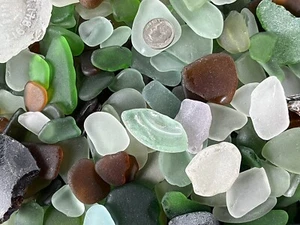 Genuine Surf Tumbled Sea/Beach Glass~Sold In Pieces of 20~Mixed Colors M/LG/XL - Picture 1 of 10