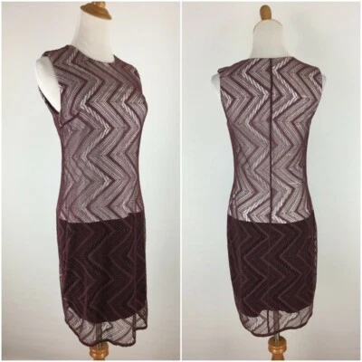 BAILEY 44 Anthropologie Plum White Black Lace Overlay Shift Dress Women sz Small - Image 1 of 4