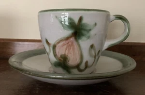 Vintage John B Taylor Harvest Pear Louisville Stoneware Flat Cup & Saucer - Picture 1 of 9
