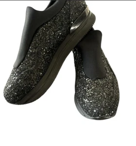 Hogan H222 sneaker donna black glitter scarpe slip on shoe Size US 8.5 EU 39 - Picture 1 of 6