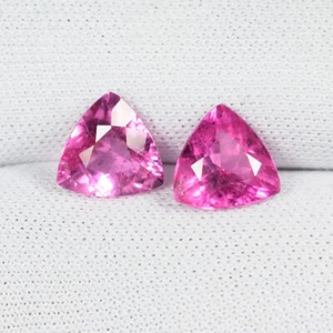 2.10Cts Ultra Fire Natural Pastel Pink Rubelite Tourmaline Trillion Pair...!!!!! - Picture 1 of 2
