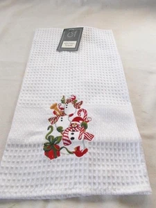 New C & F Kitchen Dish Towel White 26" x 16" Christmas Snowman - Picture 1 of 1