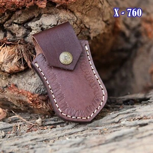 USA Handmade Sheath folding Blade Pocket Knife Sheath Leather Pouch Holster - Picture 1 of 3