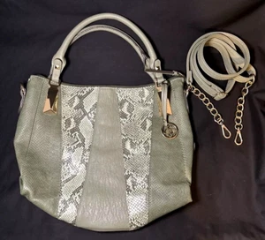 Jessica Simpson Green Faux Snakeskin Purse Crossbody Top Handle Tote Embossed - Picture 1 of 18