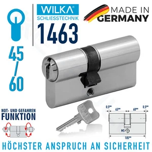 WILKA 45/60 Doppelzylinder Türzylinder Schließzylind Schlüsselanzahl wählbar - Picture 1 of 27