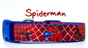 Spiderman dog collar handmade adjustable buckle collar 1" or 5/8" wide or leash  - Picture 1 of 12