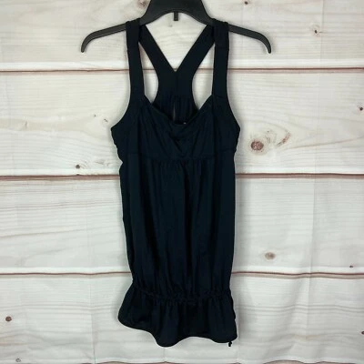 Zella Top Womens S Black Racerback Tank Tie Waist Loose Fit Yoga Keyhole Back - Изображение 1 из 4