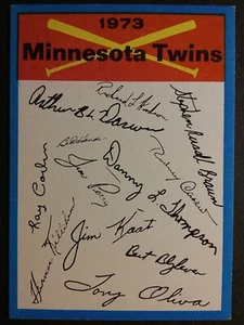 1973 TOPPS BASEBALL MINNESOTA TWINS BLUE TEAM CHECKLIST EX-MT++ - Picture 1 of 3