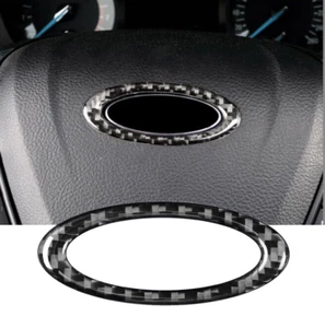 Real Carbon Fiber Steering Wheel Center Emblem Ring Trim Fits 13-19 F-150 Mondeo - Picture 1 of 5