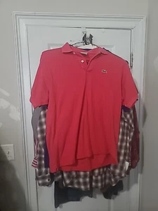 Lacoste Lot Of 2 Men's Polo Shirt Sz 6 Pink and Blue Crocodile Logo - Picture 1 of 8