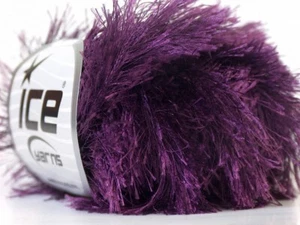 Grape Eyelash Yarn Ice Solid Medium Purple Fun Fur 22795 50gr    - Picture 1 of 3