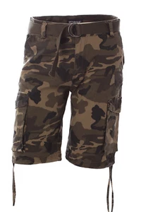 MEN'S TWILL STRETCH CAMO CARGO SHORTS *8 COLORS FREE BELT INCLUDED - Picture 1 of 33