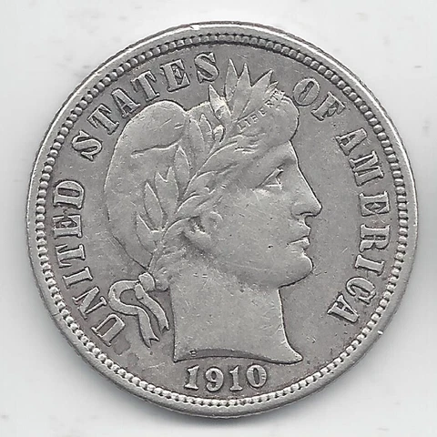 1910 Liberty Head Barber Dime VF+ Lot 560 Cover