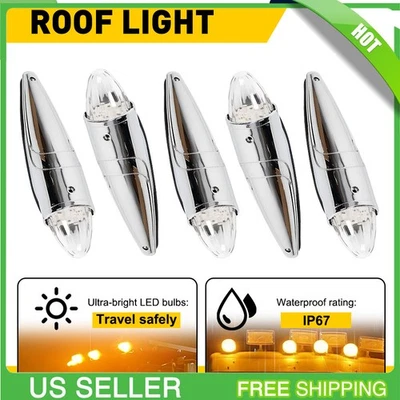 5x 17 LED Amber Torpedo Cab Marker Roof Running Top Light For Kenworth Peterbilt - Image 1 of 4