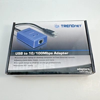 TRENDnet TU2-ET100 Fast Ethernet Adapter USB 2.0 to 10/100 Nintendo Wii Ready - Image 1 of 4