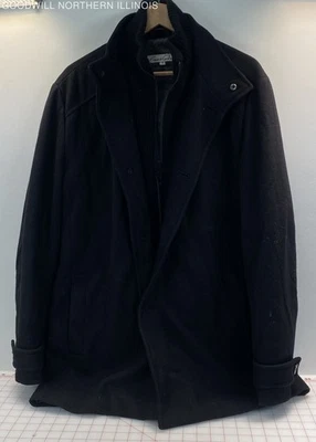 Куртка мужская Kenneth Cole черная на молнии на пуговицах размер M C:21 дюйма L:35 - Изображение 1 из 4