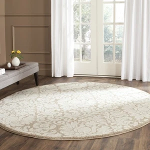 Tappeto Area Collezione Amherst - 7' Rotondo, Grano e Beige, Disegno Floreale Damascato,... - Foto 1 di 5
