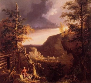 Stampa artistica Thomas Cole Daniel Boone seduto alla porta della sua capanna 1826 17"x22" - Foto 1 di 1