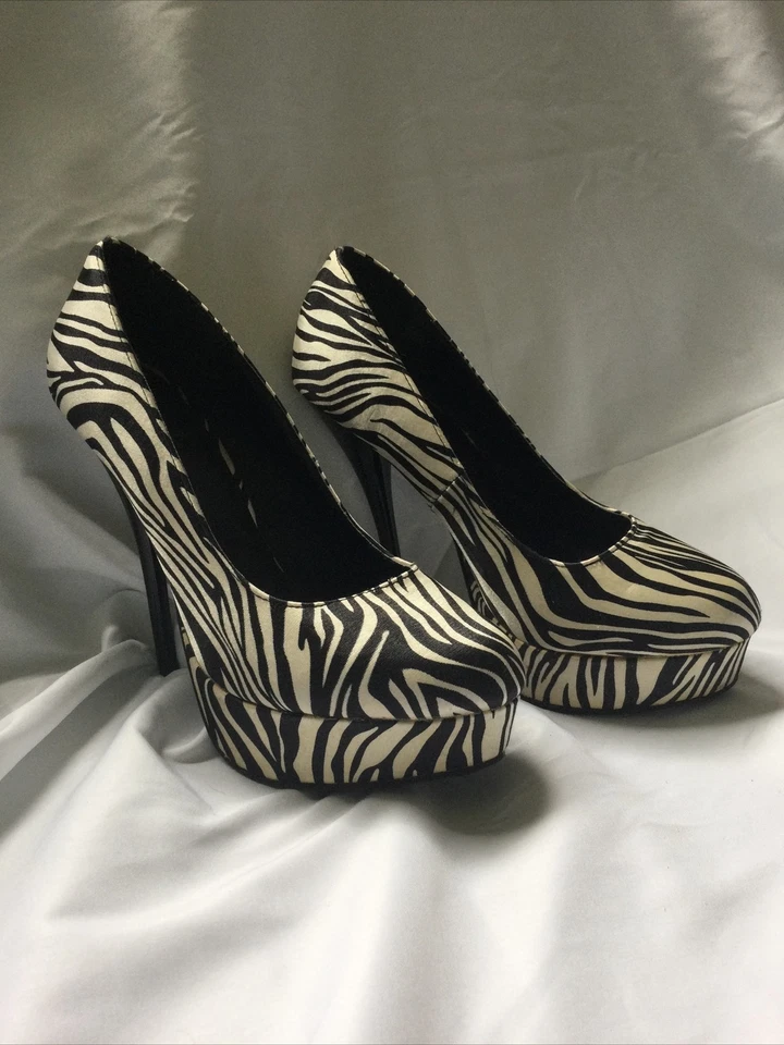 Charlotte Russe Zebra Print Platform 5” Heels Sz 8 - Image 1 of 4