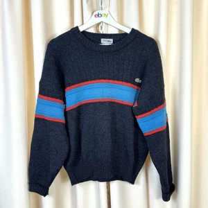 Chemise Lacoste Mens Knit Jumper Wool Vintage Grey Long Sleeve fit Size M - Picture 1 of 8
