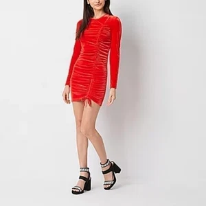 Mini Vestido Juicy Couture Coche Deportivo Rojo Terciopelo Bodycon Talla Pequeña Nuevo con Etiquetas Vacaciones - Imagen 1 de 12