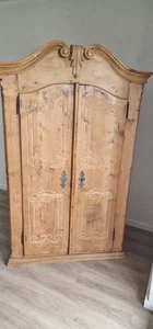 Vitrinen Schrank mit Aufsatz Wohnzimmer Vintage Landhaus Eiche Massivholz - Bild 1 von 5