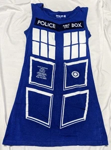 Womens Dr Who Tank Top Size Medium Med Police Public Call Box Blue Her Universe - Picture 1 of 7