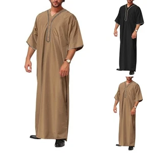 Fashion Male Robe Homewear Kaftan Knee-length Abaya Sleepwear Clothing - Picture 1 of 18